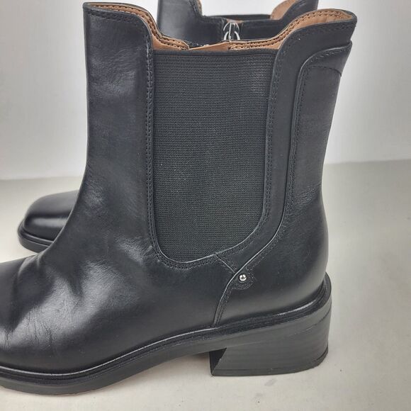 Franco Sarto Chelsea Black Leather Ankle Boots Size 6M - Picture 3 of 15